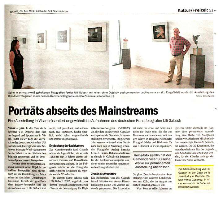 Presserezension Ausstellung in Vicar (Spanien)